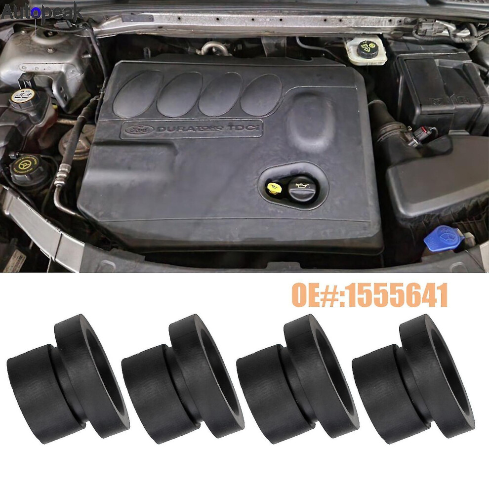 4Pcs Tdci Diesel Engine Top Cover Grommet Rubber Buffer Mount Bush Bonnet For Ford Mondeo Mk4 4 Focus 2 Mk2 C Max Galaxy S Max Black 4522139465537