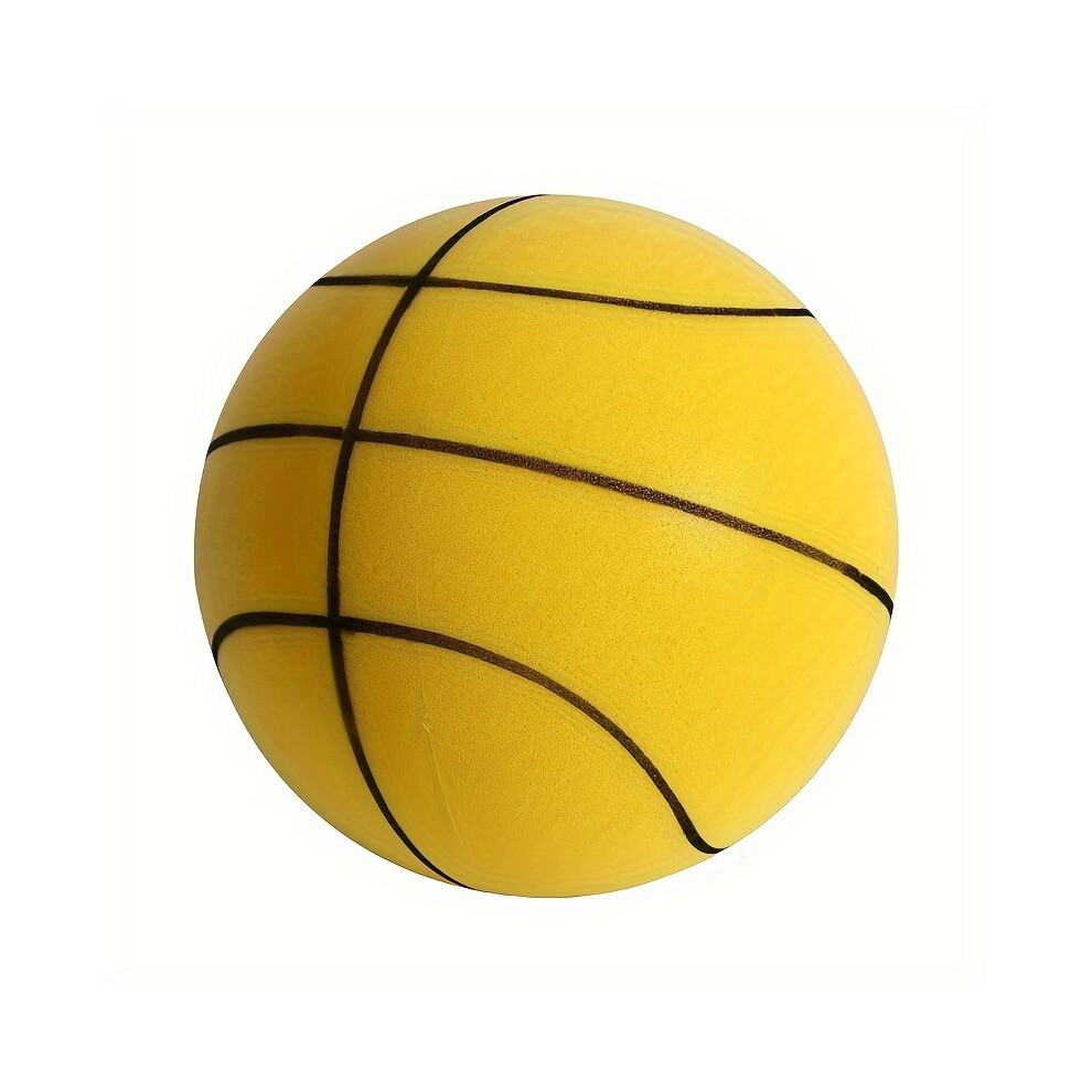 (Yellow) 1pc Size 7 Silent Basketball, PU Leather Elastic Ball For Indoor Sports