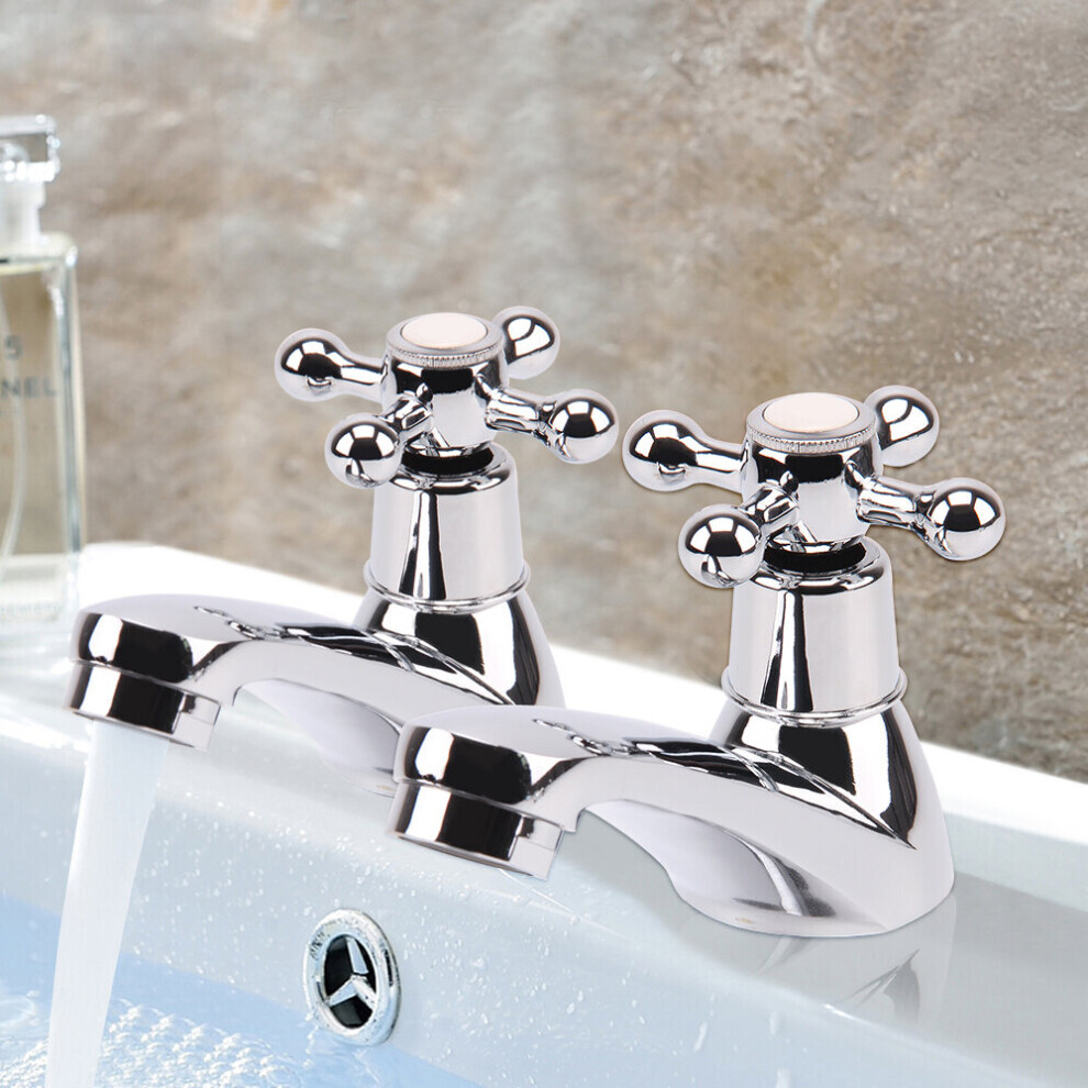 2 Taps Twin Hot and Cold Pair Tap Traditional Bath Bathroom Basin