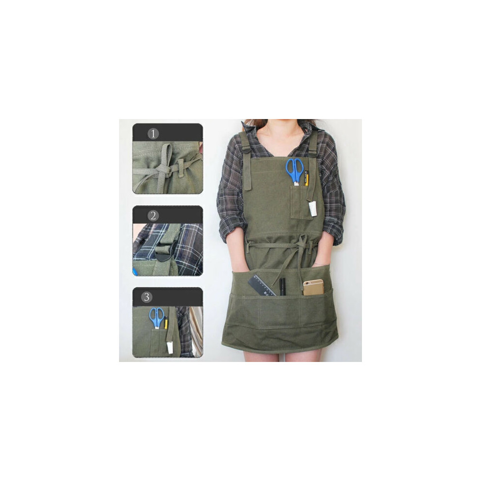 Canvas Apron With Pockets For Artist Painting Painter Carpenters Adjustable 9431138767120