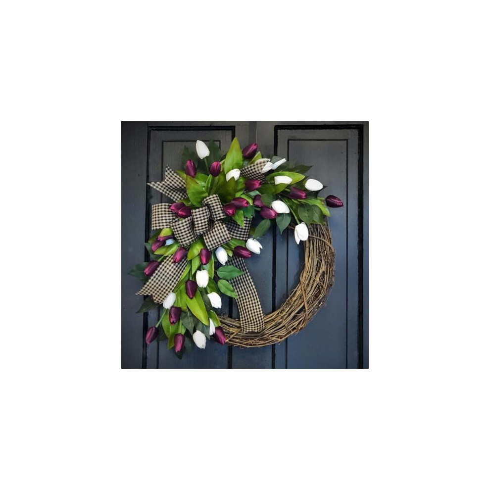 Tulip Wreath Flower Wreath Door Hanging Half Coverage for Valentines Day