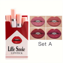 (A) 4 colors Lipstick Set - Moisturizing, Pigmented Lip Makeup Gift for Women and Girls