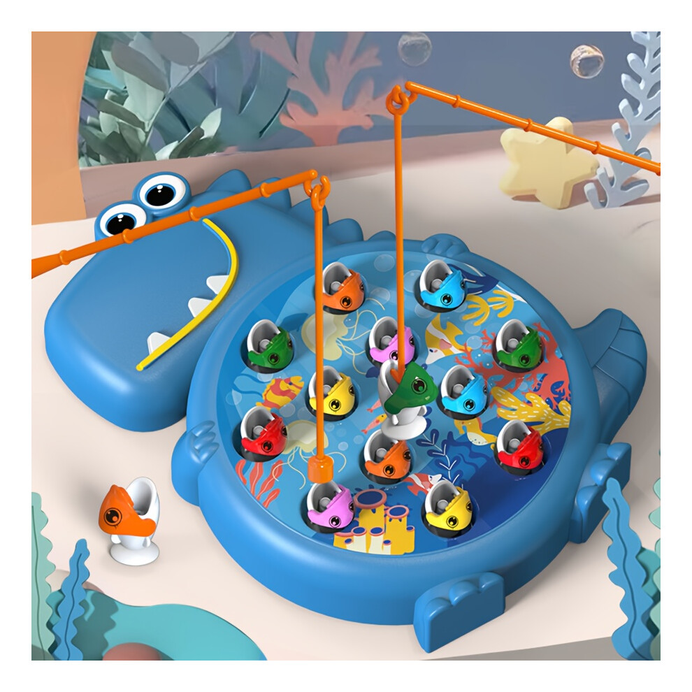 (Blue) Magnetic Dinosaur Fishing Toy Set - Fun Puzzle Game for Kids