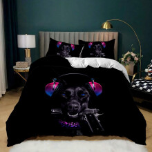 (Style 02, Single(135X200CM/2PCS)) Funny dogs Kids Bedding Single Double Duvet Cover