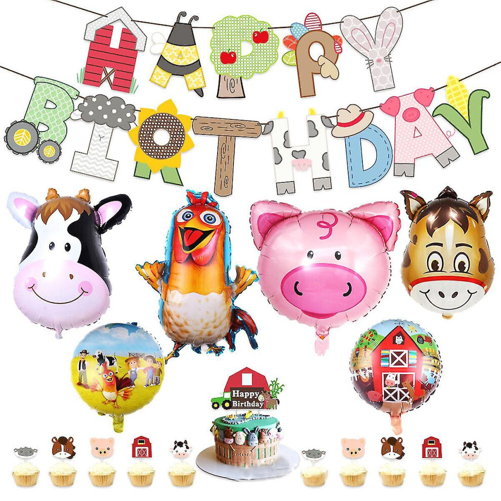 Farm Theme Happy Birthday Balloon Set Latex Balloons Party Decoration Kit-image-OPC-PDQDSTQ-NEW