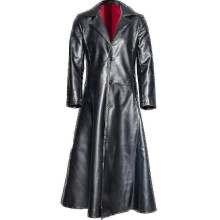 (Black, XXXXXL) Men's Fashion Gothic Long Coat Leather Coat Faux Leather Jacket Jackets S-5xl S