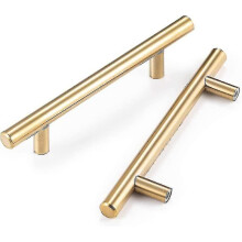 10pcs Stainless Steel Cabinet Handle Gold Kitchen 128mm Hole Spacing, T-handle For Cabinet Door Kitchen Door Handles