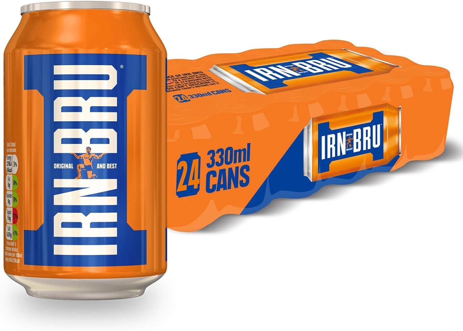 IRN-BRU Regular, 24 Pack Iconic Flavoured Fizzy Drinks Multipack Cans ...