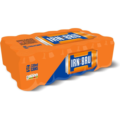 IRN-BRU Regular, 24 Pack Iconic Flavoured Fizzy Drinks Multipack Cans 24 x 330ml Cans 1