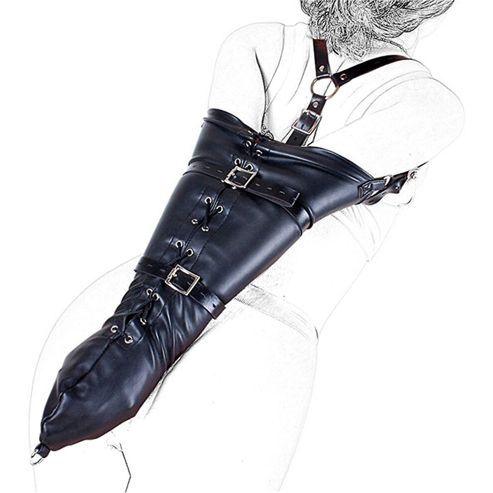 Full Strict Leather Armbinder Wrist Restraint Harness Fetish Kinky Leather Sex