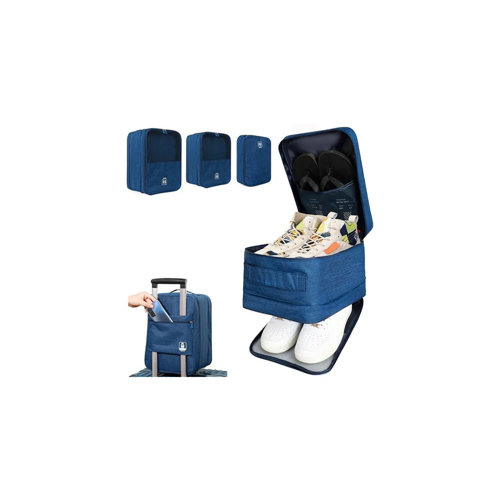 (L, Sky blue) Shoe Bag for Travel with Pocket|Packing Organisers