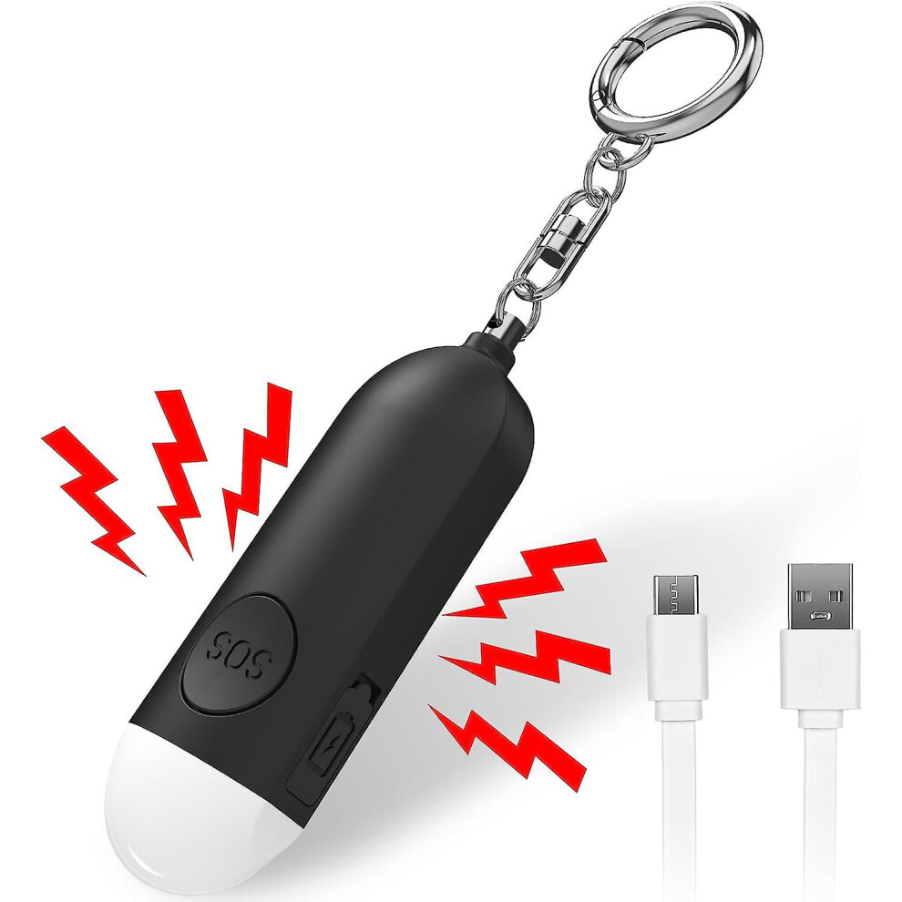 (Black) Personal Safety Alarm For Women, 130db Safe Sound Personal Alarm, Personal Security Alarm Keychain With Led Lights