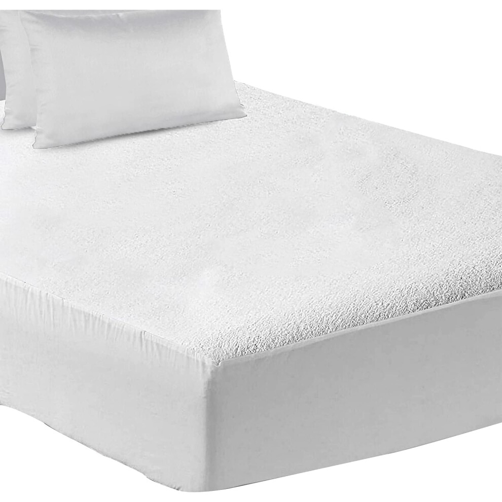 Ecobiz Cotton Single Waterproof Mattress Protector Single Bed Mattress Non Noisy Super Absorbent Anti Allergy Waterproof Single Mattress Protector