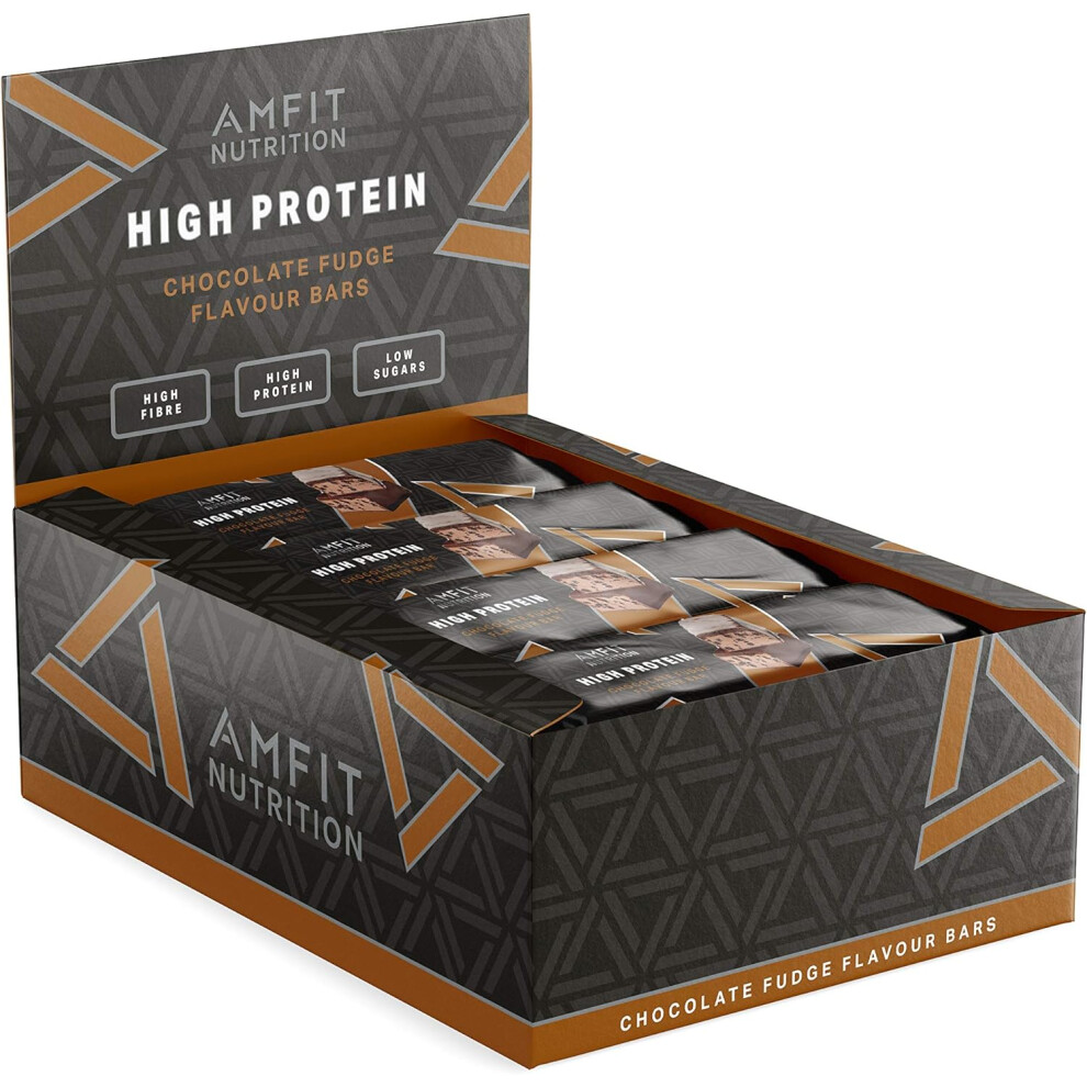 Amazon Brand Amfit Nutrition Low Sugar Protein Bar (19.6gr Protein - 0.8gr Sugar) Chocolate Fudge Flavour 60g Pack of 12