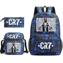 (11) Hiking Outdoor Bag 3pcs Football CR7 Backpack 3D Printe Teens Shoulder Bags