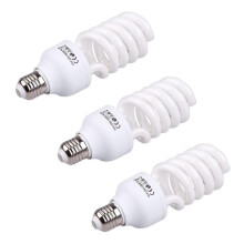 3x Compact E27 220v 5500k 45w Photo Studio Bulb Video Photography Daylight Light Lamp White Black Day