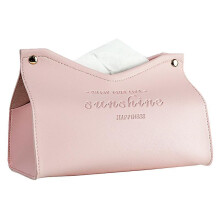 (pink) Leather Tissue Box Hotel Paper Box Home Living Room Storage Box