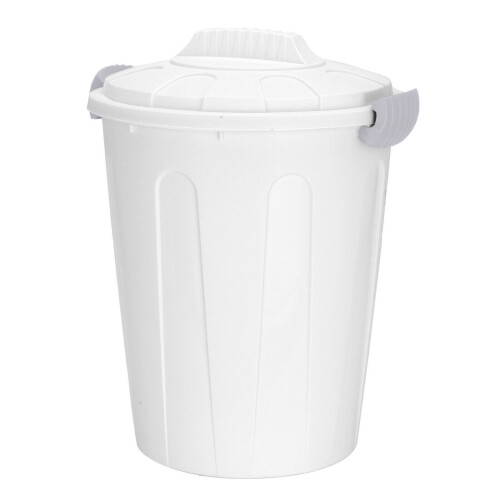 (White) Plastic 23 Litre Bin With Removable Lock Lid Waste Dustbin Kitchen Rubbish Can