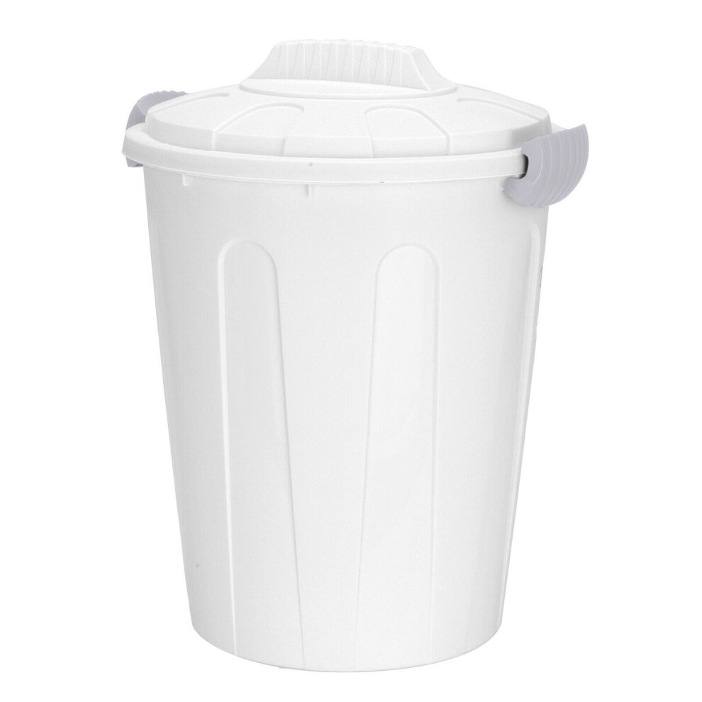 (White) Plastic 23 Litre Bin With Removable Lock Lid Waste Dustbin Kitchen Rubbish Can