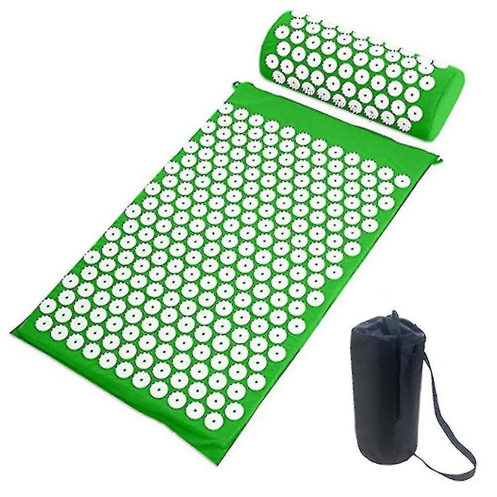 Green/Purple/Blue Yoga Acupressure Mat And Pillow Set With Bag, Massage Acupuncture Mat