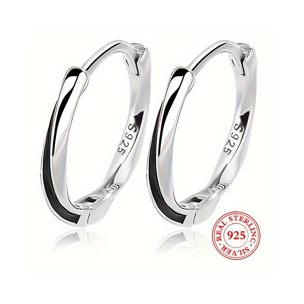 925 Sterling Silver Hypoallergenic Hoop Earrings Mobius Design Simple Elegant Style Suitable For Women Daily Wear