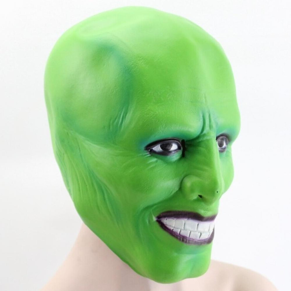 Halloween Jim Carrey The Mask Green Mask Cosplay Movie Costumes Ball Carnival Party Props Terror Latex Hoods