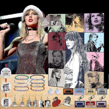Christmas Advent Countdown Calendar 24pcs Taylor Swift Countdown Calendar Keychain Necklace Pendant Earring Bracelet For Xmas Girls