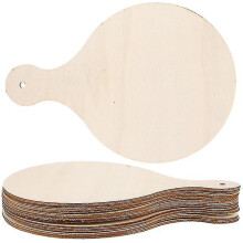 10 Pcs Round Serving Tray Wooden Bread Board Pizza Peel Paddle Unfinished Wood Chopping Boards Cheese Board