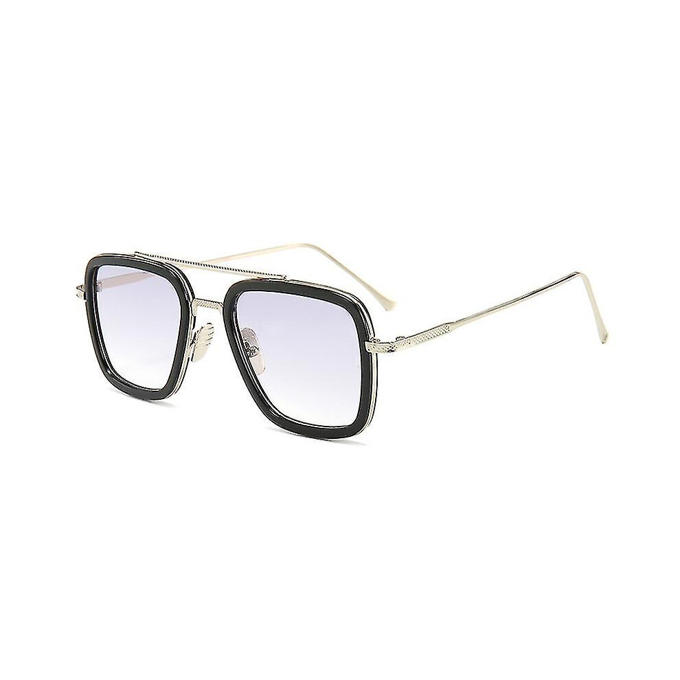 (Silver Frame Light Gray Lenses) Tony-stark Edith Avengers Retro Sunglasses Iron-man Vintage Square Glasses