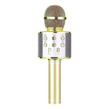 (Gold) Wireless Bluetooth Karaoke Microphone Speaker Handheld Ktv Player Singing Mic Qxuan