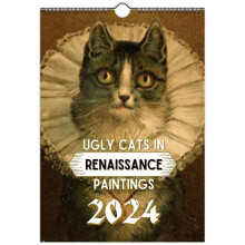 2024 Ugly Cats In Renaissance Painting Calendar Art Home Office Decoration Gifts