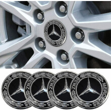 Zk- 4x 60mm Car Wheel Center Caps Emblem Logo Black Rim Hub For Mercedes Benz