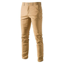 (Khaki, XL) Men's Casual Slim Fit Business Pants