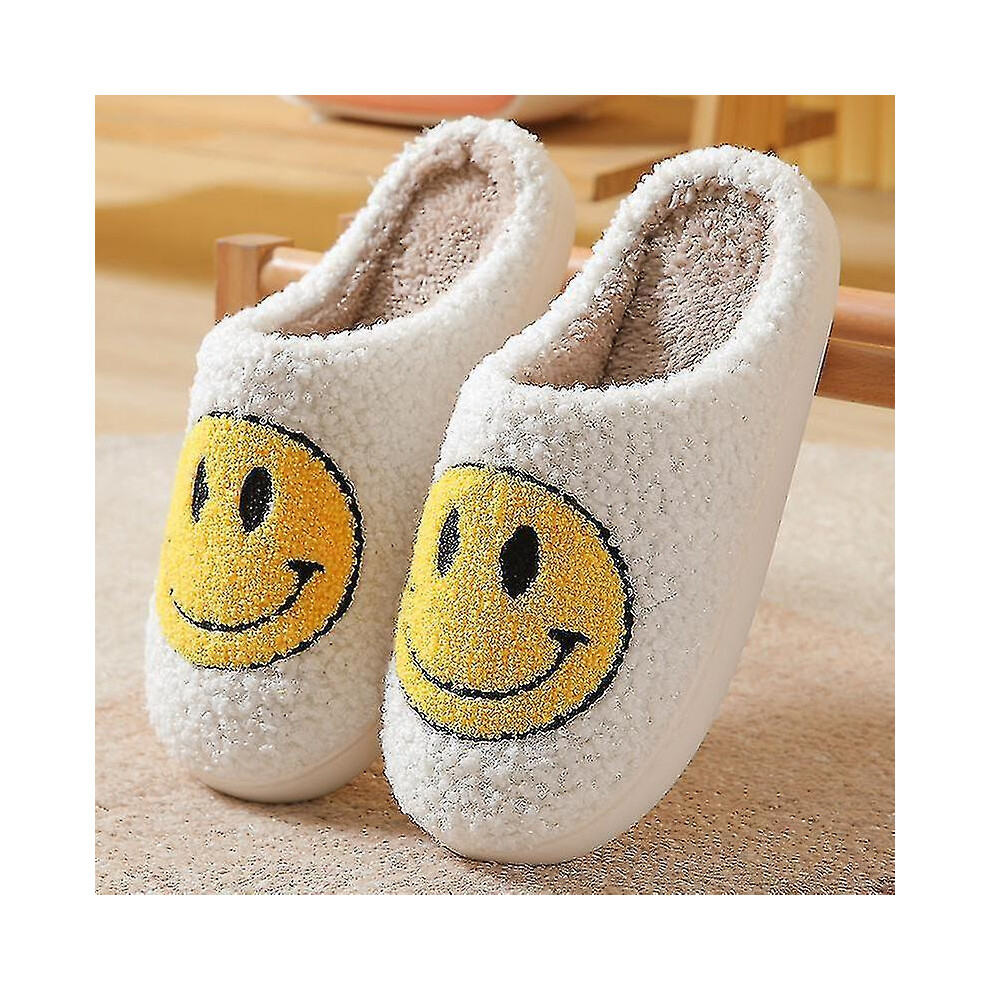 (40-41) Slippers Smiley Face Slippers Women Smile Slippers Happy Face Slippers Retro Smiley Face Soft Plush