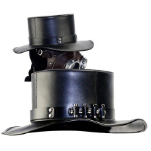 ZHOUBA Plague Doctor Gothic Steampunk Faux Leather Top Hat Cap Masquerade Costume Props