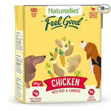 NATUREDIET Feel Good Wet Dog Food Natural and Nutritionally Balanced Chicken 390g Pack of 18