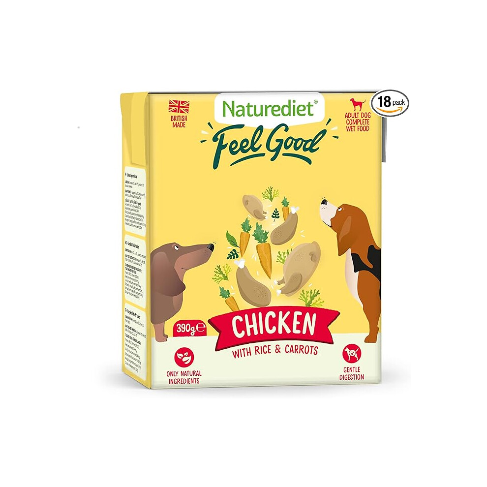 NATUREDIET Feel Good Wet Dog Food Natural and Nutritionally Balanced Chicken 390g Pack of 18