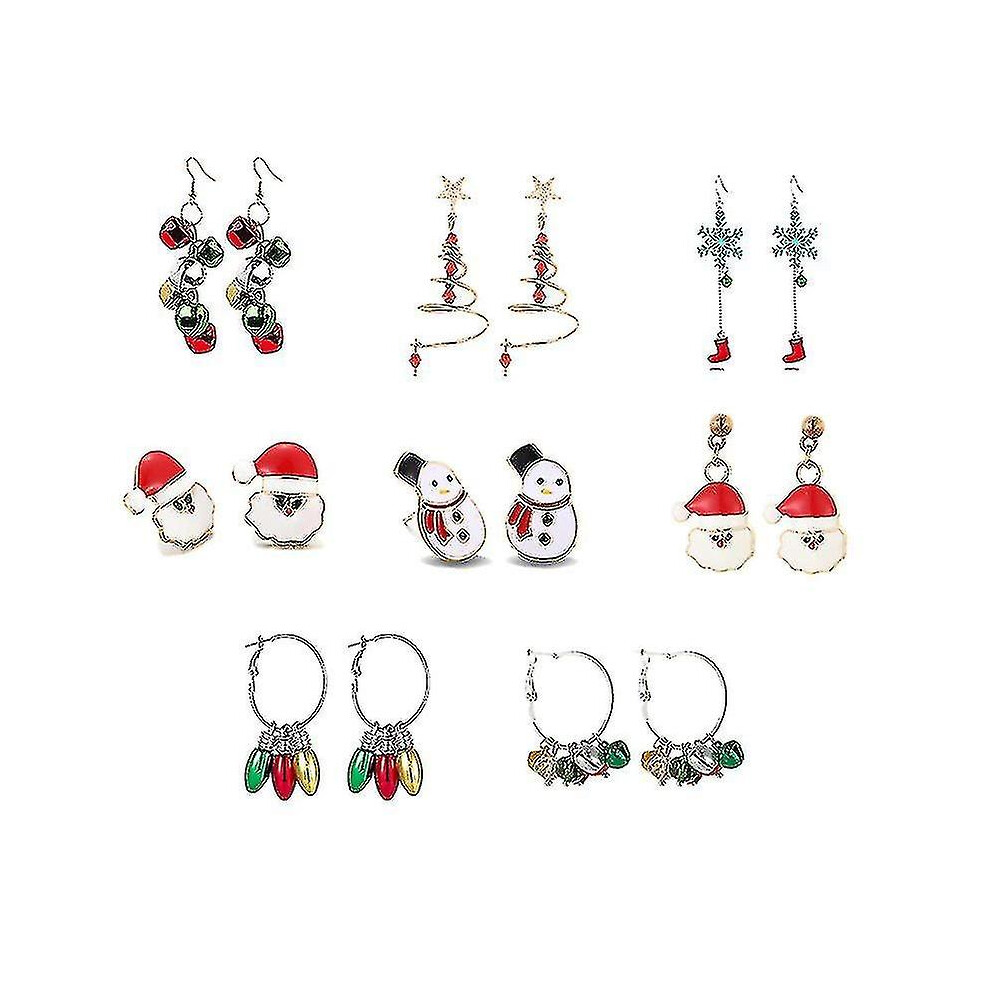 (13) 9 Pairs Christmas Earrings Women Earrings For Girls Bow Tree Snowflake Earrings-image-OPC-PDQG2MC-NEW