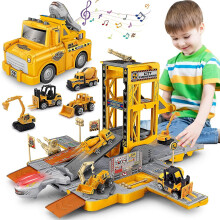 Toys For 3 Year Old Boys,kids Toys For Toddler Boys Girls,17pcs Deformable Construction Toys With 4 Mini Vehicles Toys For 3 4 5 6 7 Year Old Boy,educ