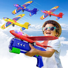 3 Pak Vliegtuig Launcher Speelgoed, LED Foam Glider Vliegtuig Katapult