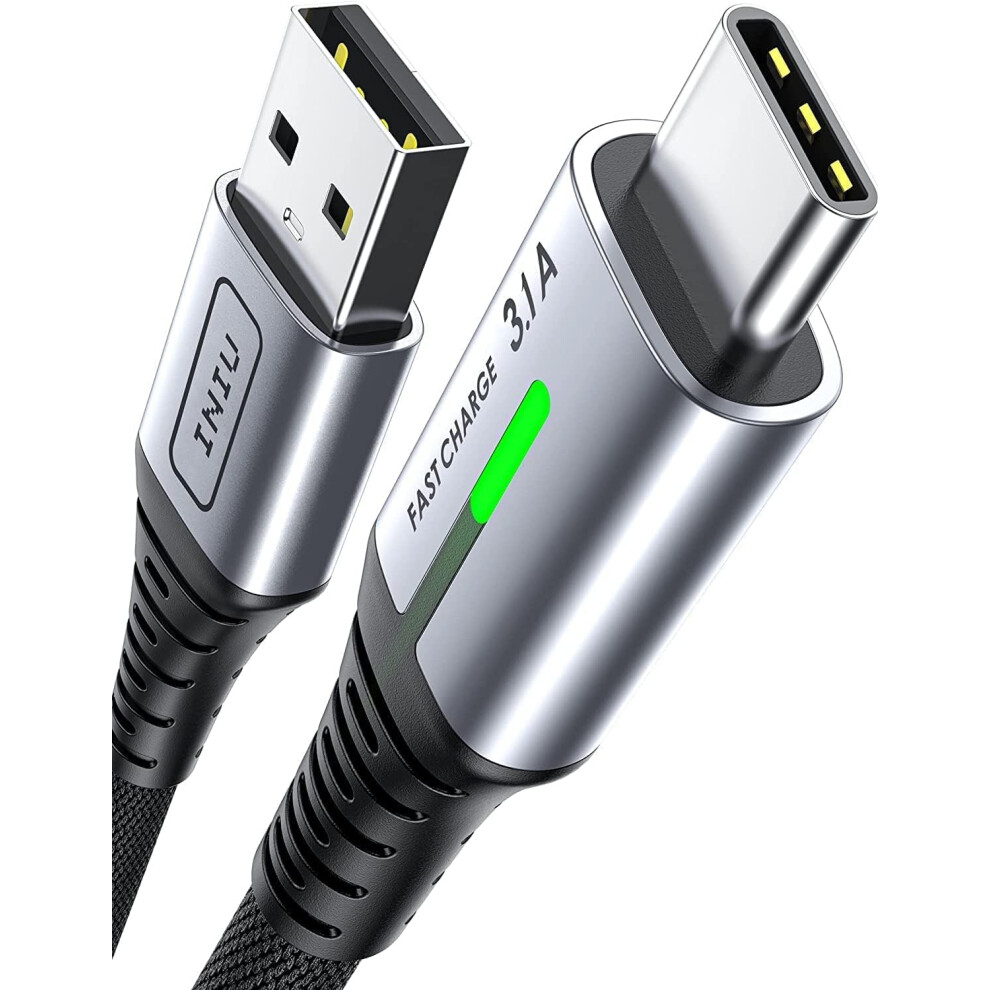USB C Charger Cable 2m 3.1A Type C Cable Fast Charging, Braided USB A to USB-C Phone Charger Cable USBC for iPhone 15 Pro Samsung Galaxy