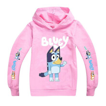 (Pink, 13-14Years) Bingo Bluey Graphic Print Kids Boys Girls Hoodie Sweatshirt Jumper Casual Hooded Pullover Tops