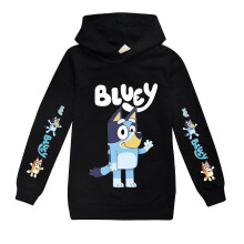(Black, 11-12Years) Bingo Bluey Graphic Print Kids Boys Girls Hoodie Sweatshirt Jumper Casual Hooded Pullover Tops