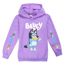 (Purple, 7-8Years) Bingo Bluey Graphic Print Kids Boys Girls Hoodie Sweatshirt Jumper Casual Hooded Pullover Tops