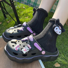 (Kuromi, 39-40) Sanrio Hellokitty Cinnamoroll Kuromi Slippers Kawaii Anime Home Slippers Soft Thick Bottom Nonslip Garden Breathable Beach Shoes