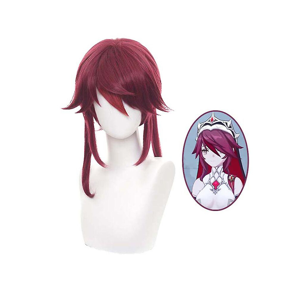 Unisex Red Genshin Impact Rosaria Cosplay Wig Anime Exhibition Heat Resistant Hair
