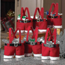 6er-Pack Weihnachts-Geschenktaschen, Bonbontaschen, Strumpffüller, Baumdeko, Santa-Hosen-Stil, Niedlich, Leckerli-Taschen, Säckchen, Strumpf