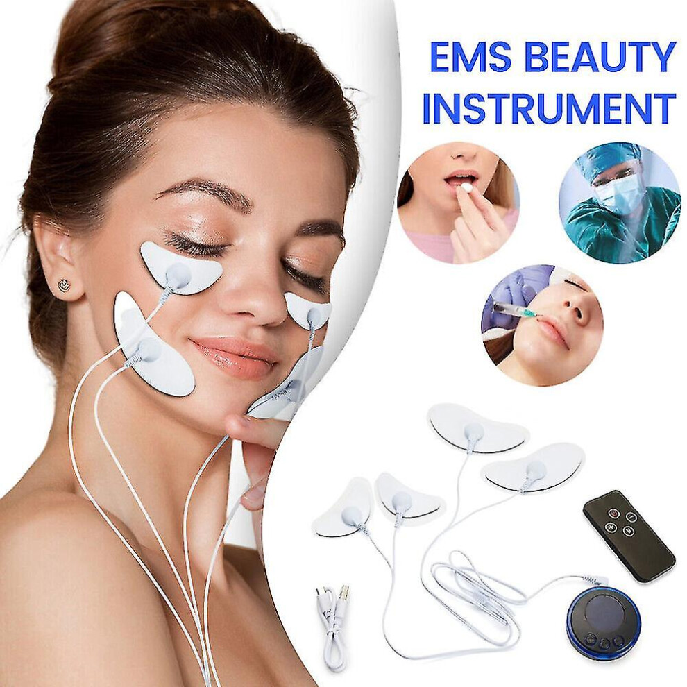 Portable Facial Lifting Current Muscle Stimulator Ems Facial Care Massager Eye Beauty Device With Remote Control