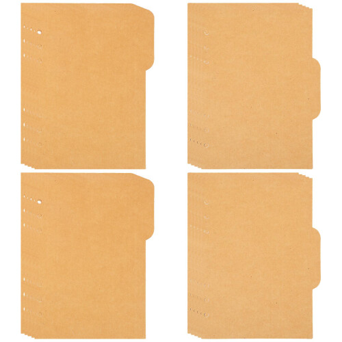 4 Sets/20pcs Kraft Notebooks Page Tabs A5 Binder Inserts Insertable Binder Tabs Binder Dividers Binder Tabs