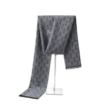(gray) Luxury Classic Brand Designer Winter Scarf Casual Business Neck Men's Cashmere Scarves Male Warm Letter Cotton Shawl Tippet